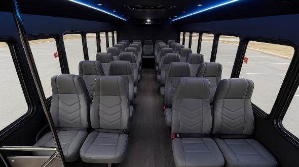 Interior of Charter Bus Company Des Plaines's 25 Passenger Mini bus in Des Plaines