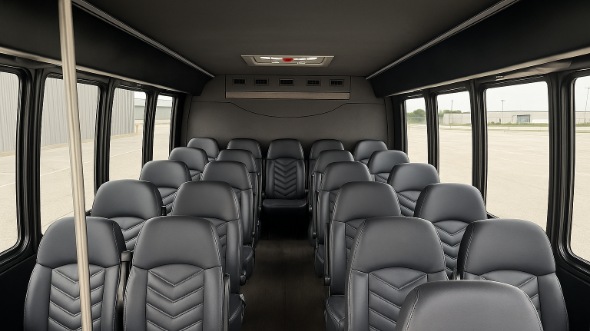 Interior of Charter Bus Company Des Plaines's 28 Passenger Mini bus in Des Plaines