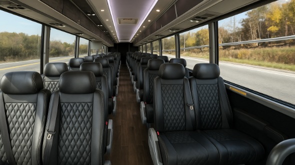 Interior of Charter Bus Company Des Plaines's 30 Passenger Minibus in Des Plaines
