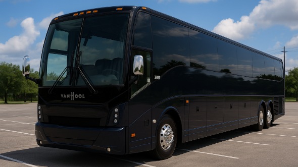 Exterior of Charter Bus Company Des Plaines's 55 Passenger Charter Bus in Des Plaines