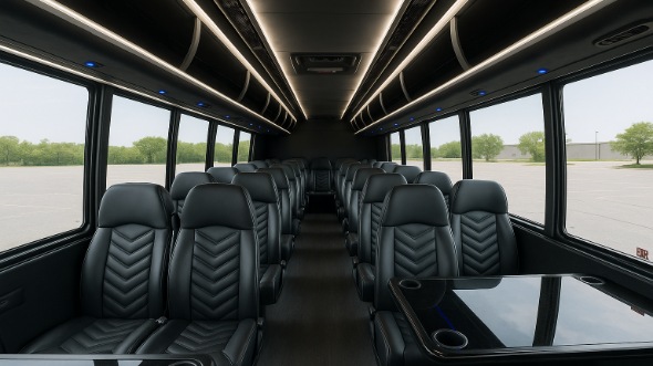 des plaines 28 passenger minibus inside