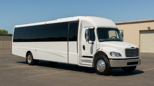 Exterior of Charter Bus Company Des Plaines's Party Bus in Des Plaines