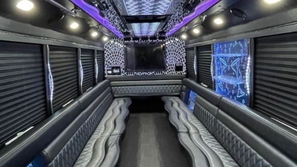 Interior of Charter Bus Company Des Plaines's Party Bus in Des Plaines