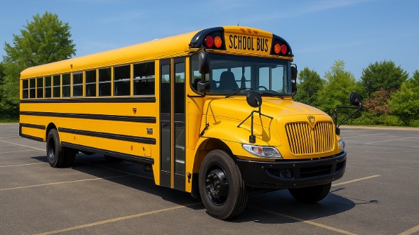 Exterior of Charter Bus Company Des Plaines's School Bus in Des Plaines