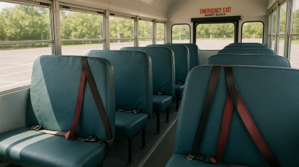 Interior of Charter Bus Company Des Plaines's School Bus in Des Plaines